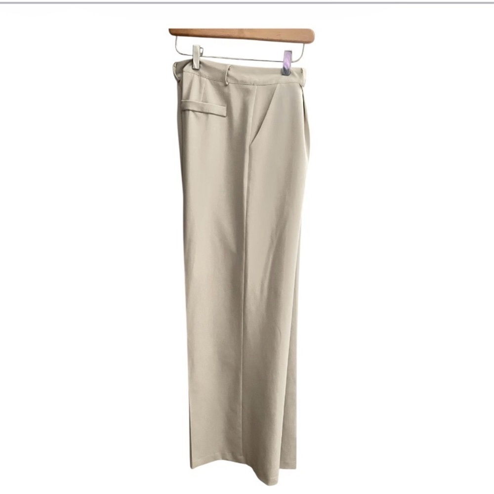 Audrey 3+1 Beige Straight Wide Leg Pants Sz L - Picture 2 of 5
